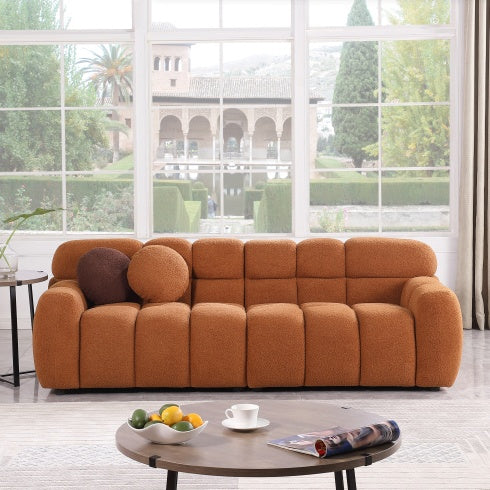87.4 Length ,35.83 Deepth ,human Body Structure For USA People, Marshmallow Sofa,boucle Sofa ,3 Seater, Black BOUCLE