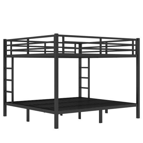 Metal King Over King Bunk Bed For Teens And Adults,Space Saving Noise Reduced No Box Spring Needed, Black