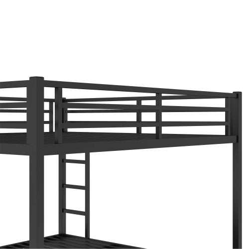 Metal King Over King Bunk Bed For Teens And Adults,Space Saving Noise Reduced No Box Spring Needed, Black
