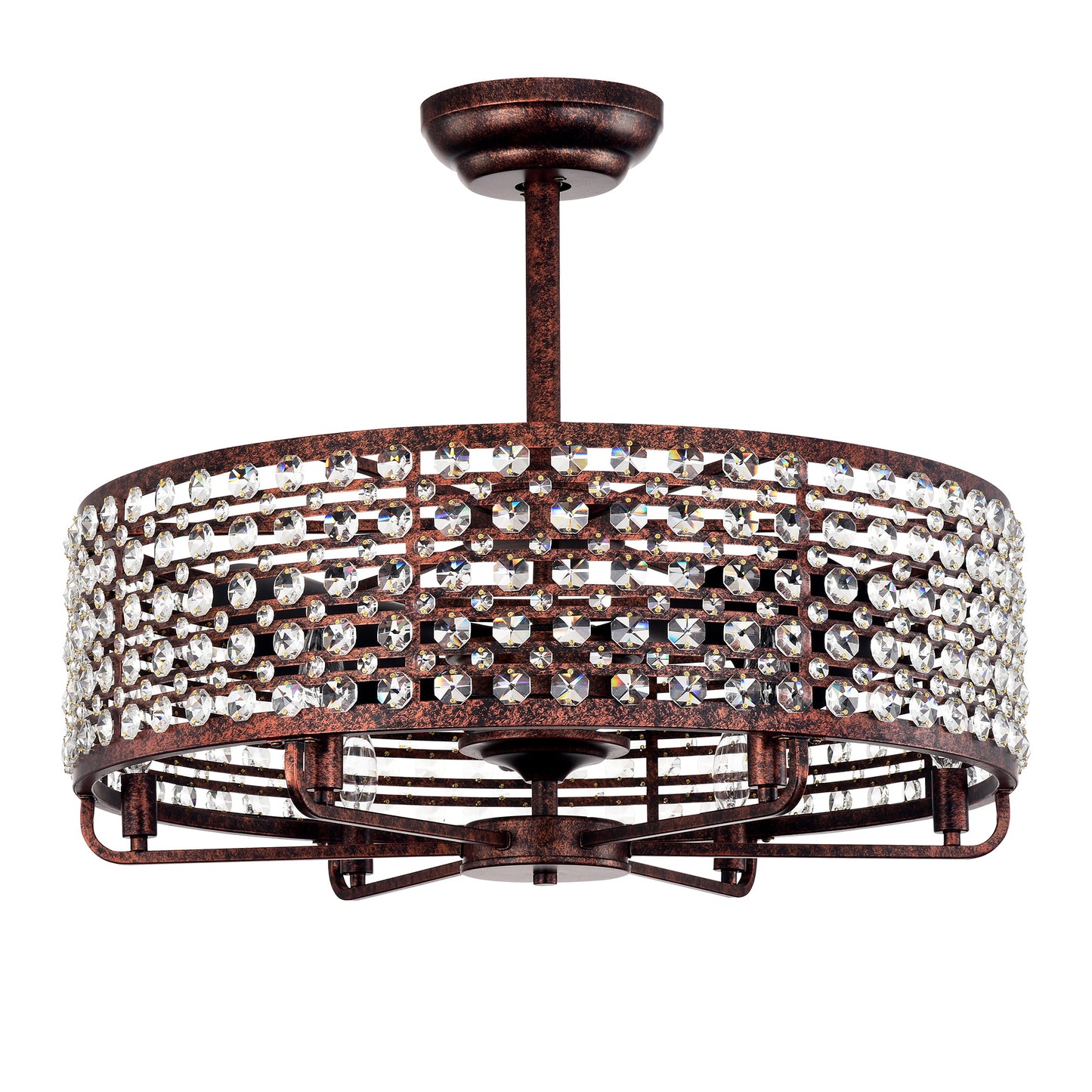 Dia 26.8 Inch Chandelier Ceiling Fan ,Crystal Shade Ceiling Fan With Remote Control,3 ABS Blade--4-light No Include Bulb