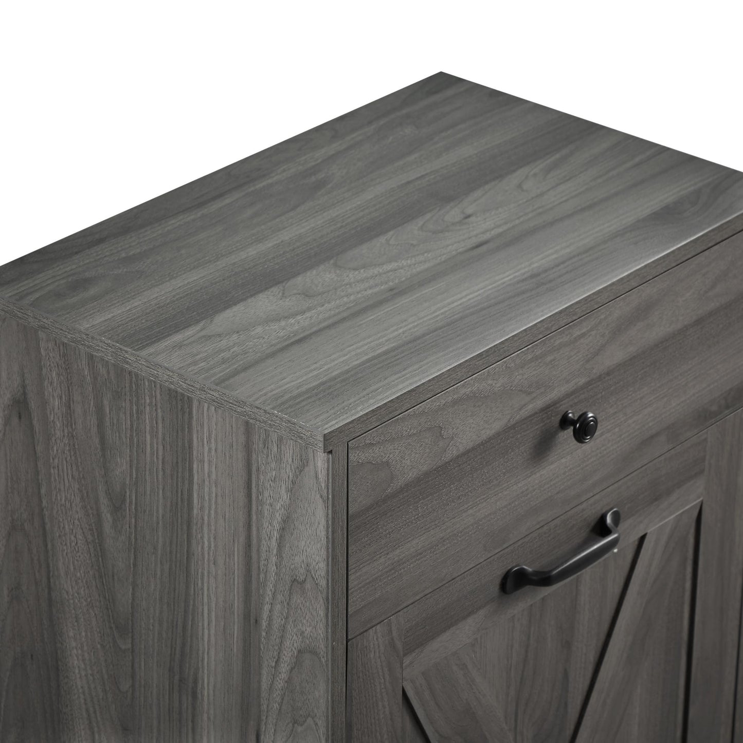 Tilt Out Trash Can Cabinet,Freestanding Wood Recycling Trash Cabinet with Drawer