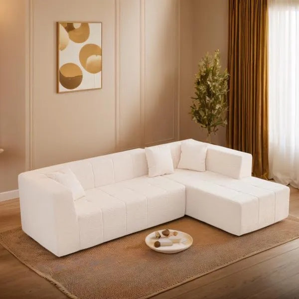 Modular L-Shaped Sectional Floor Couch, Deep Seat Tufted Comfy Sofa Set With Chaise For Living Room
