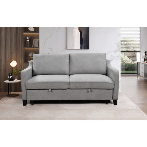 69 Inch 3-in-1 Convertible Queen Sofa Bed, Modern Fabric Love Seat Futon Sofa Sofa With Pull Out Bed, Small Love Seat Lounge Sofa With Reclining Back, Living Room Furniture,