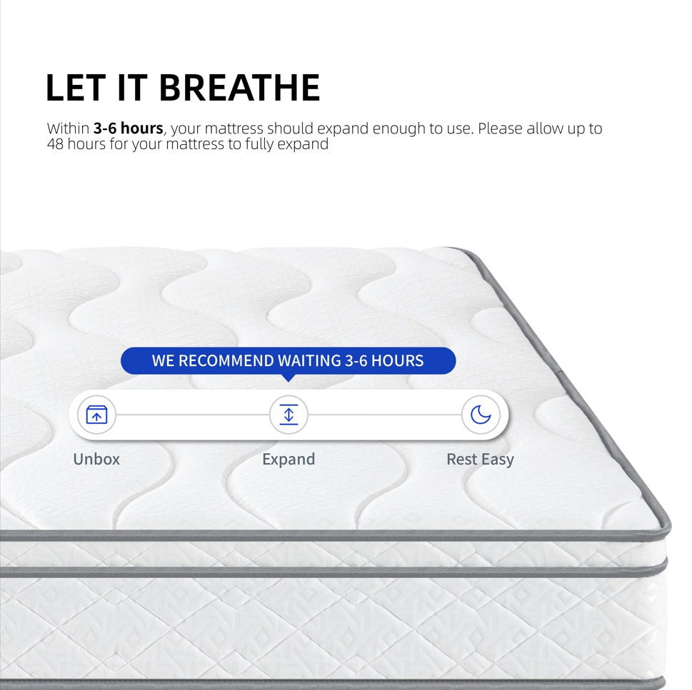 Full Size Mattress,10 Inch Hybrid Mattress In A Box With Gel Memory Foam,Individually Wrapped Pocket Coils Innerspring For Breathable And Durable Support, CertiPUR-US Certified