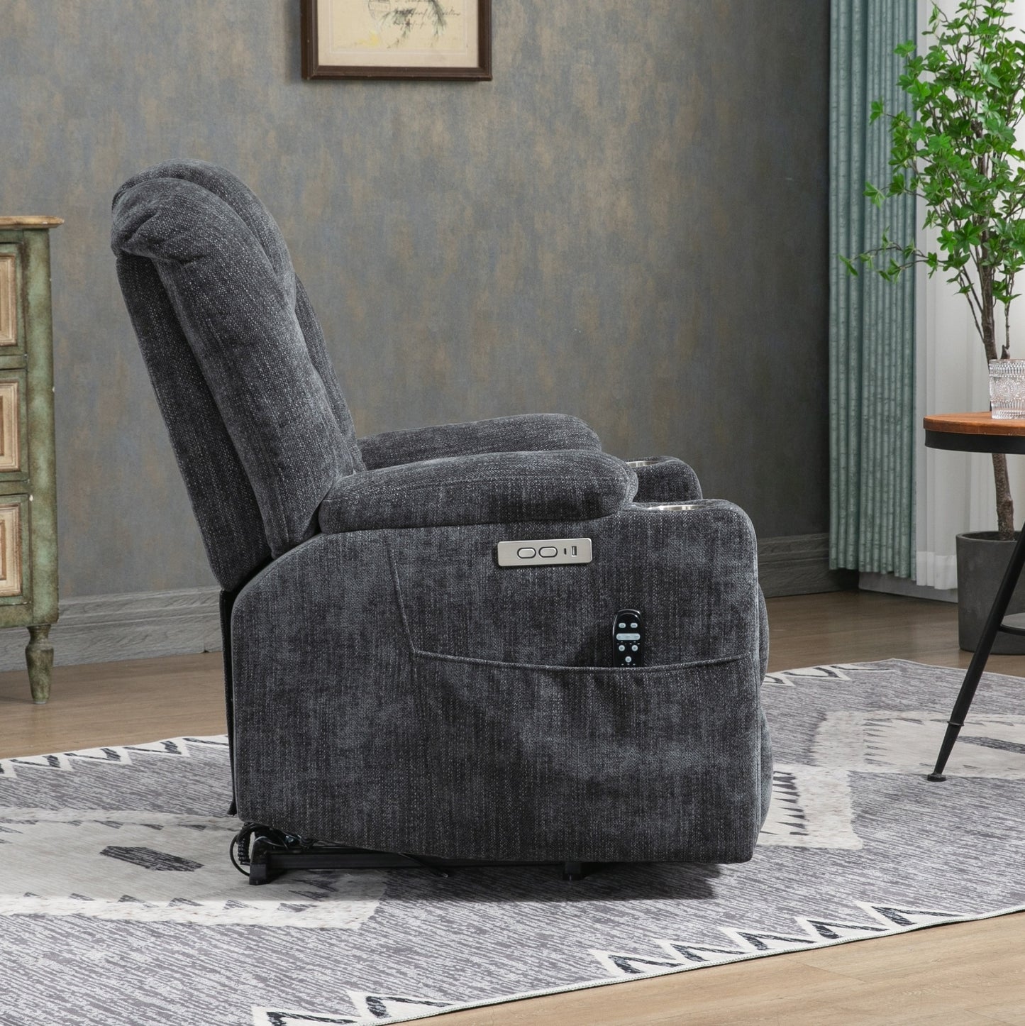 EMON'S Power Lift Massage & Heat Recliner For Elderly, Wide Overstuffed Chair