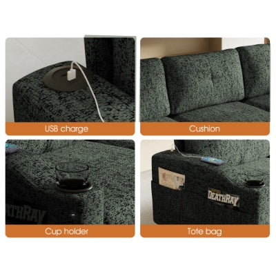 Convertible Combination Sofa Sofa L Shaped Sofa With Footstools With Storage,Orange Sofa For Living Room, Living Room Bedroom Office Small Space 3 Seater Combination Sofa