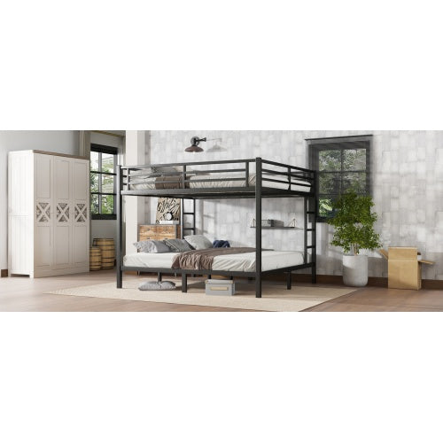 Metal King Over King Bunk Bed For Teens And Adults,Space Saving Noise Reduced No Box Spring Needed, Black