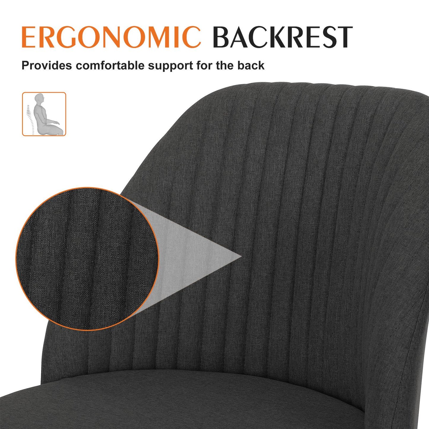 Home Office Desk Chair - Adjustable Rolling Chair, Armless Cute Modern Task Chair for