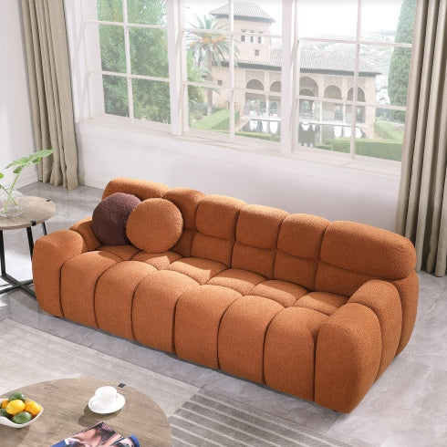87.4 Length ,35.83 Deepth ,human Body Structure For USA People, Marshmallow Sofa,boucle Sofa ,3 Seater, Black BOUCLE