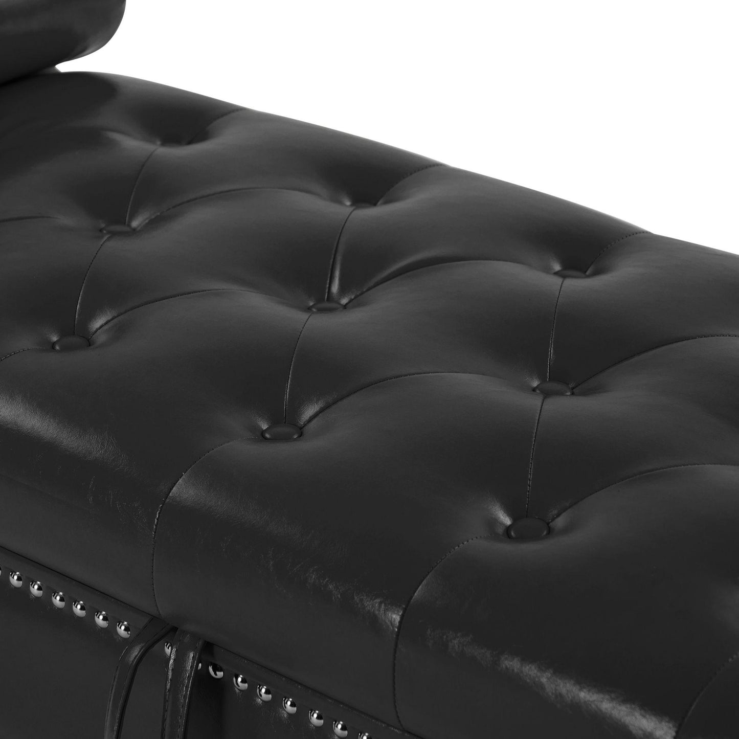 Sitting Bench PU Leather with Storage Space and 2 Pillows Hardware Feet