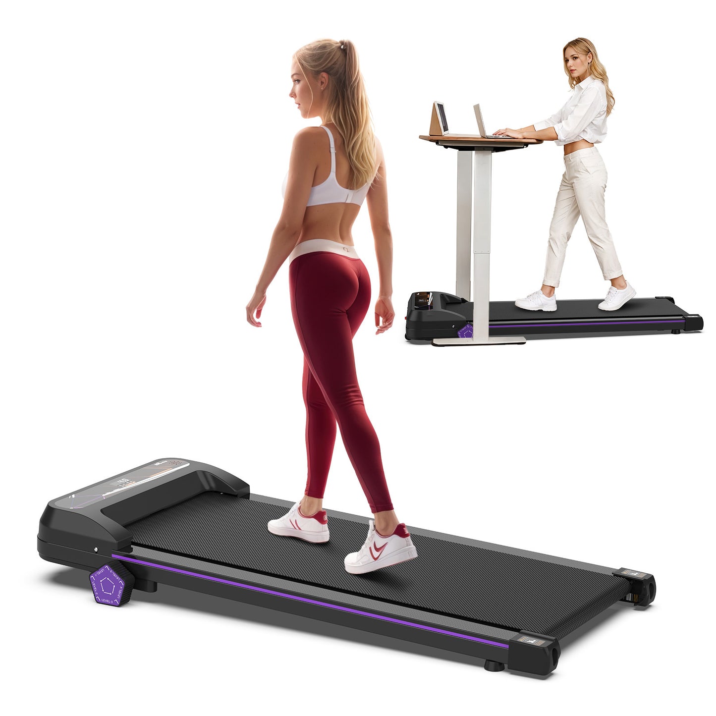 Walking Pad Under Desk Treadmill For Home Office -2.5HP Walking Treadmill 0.5-4MPH Capacity Treadmill For Walking Running Remote Control Batteries