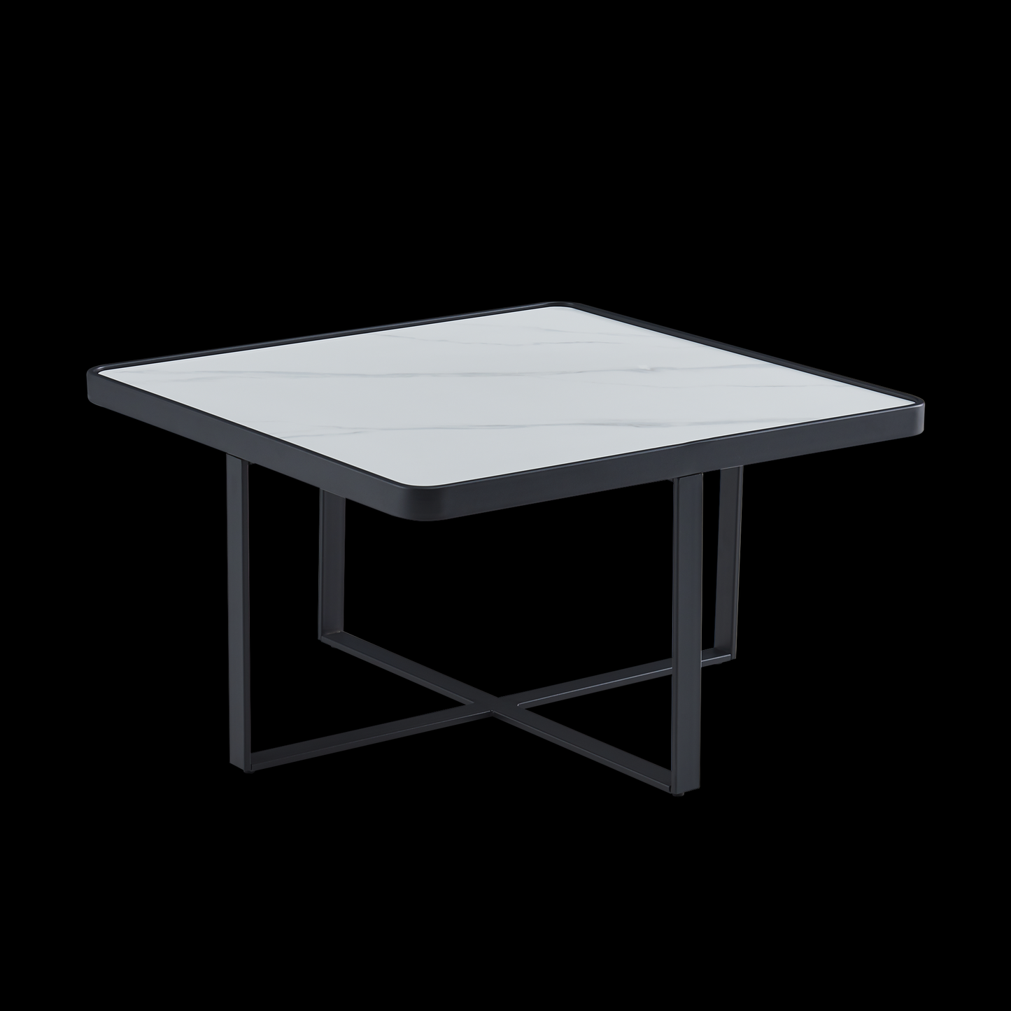 Minimalism Square coffee table,Black metal frame with sintered stone tabletop