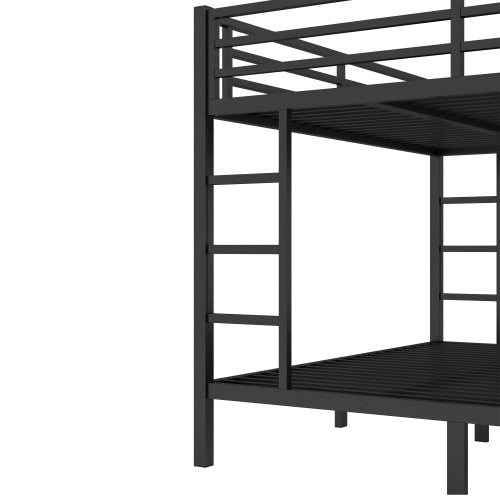 Metal King Over King Bunk Bed For Teens And Adults,Space Saving Noise Reduced No Box Spring Needed, Black