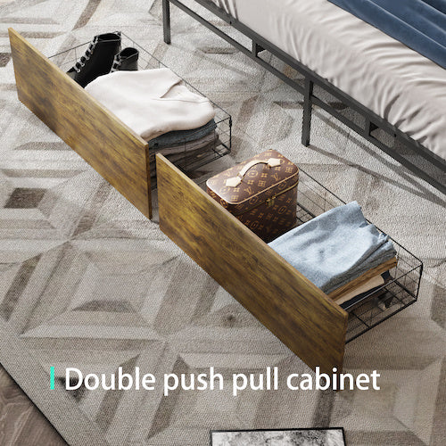 Full Bed Frame With Storage, Ergonomic Headboard, Bed Frame With 2 Storage Drawers, Built In Charging Station & LED, Outlets & USB, Full Size, Noise Free, No Box Spring Needed, Rustic Brown