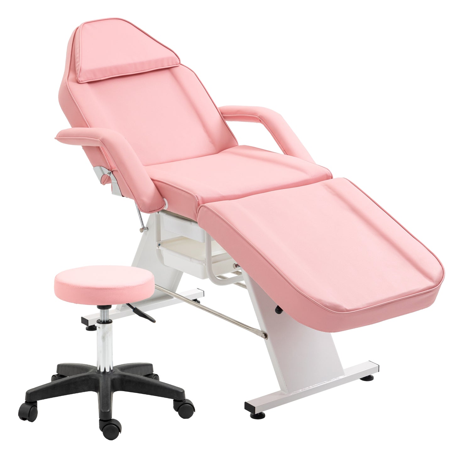 Massage Salon Tattoo Chair With Two Trays Esthetician Bed With Hydraulic Stool,Multi-Purpose 3-Section Facial Bed Table, Adjustable Beauty Barber Spa Beauty Equipment