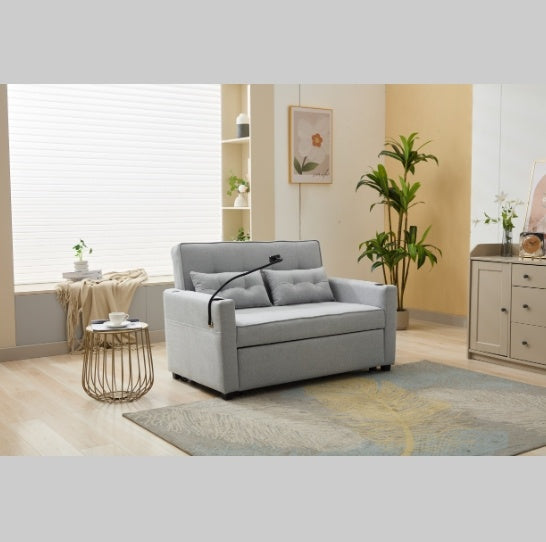 Futon Chair Bed Convertible Chair 3 In 1 Pull Out Sleeper Chair Beds With USB Ports,Wear Resistant And Anti Scratch, Armchair Bed Sleeper For Living Room White