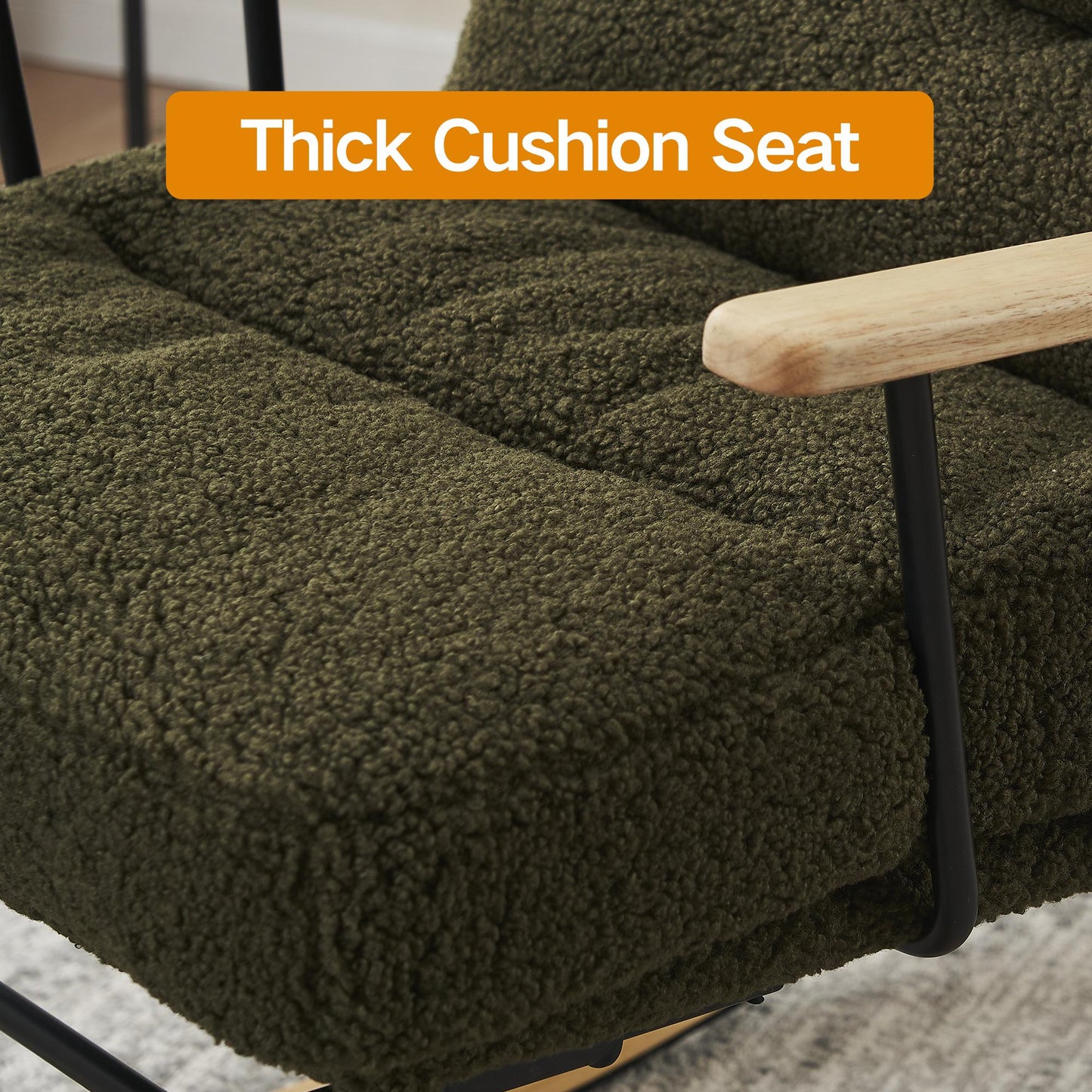 Modern Teddy Gliding Rocking Chair with High Back, Retractable Footrest, and Adjustable Back Angle for Nursery, Living Room, and Bedroom