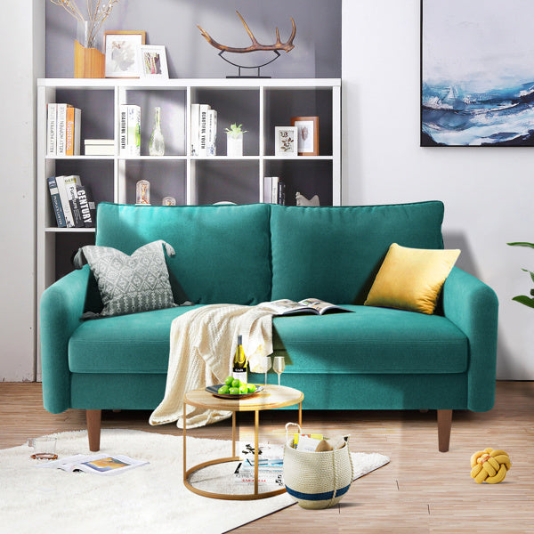 56.3-inch Velvet Round Arm Apartment Double Sofa