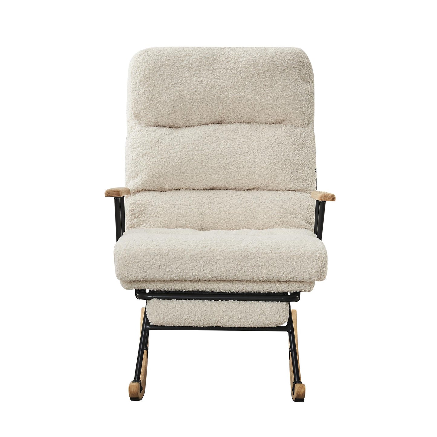 Modern Teddy Gliding Rocking Chair with High Back, Retractable Footrest, and Adjustable Back Angle for Nursery, Living Room, and Bedroom