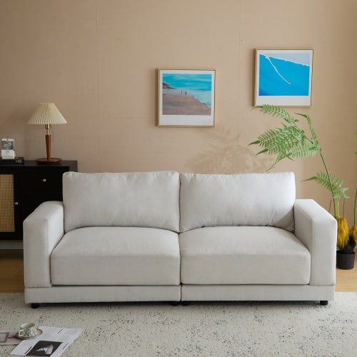81 Modern Square Arm Sofa With Soft Velvet Upholstery, Deep Cushions, And Sturdy Legs In Navy Blue For Living Room Or Bedroom