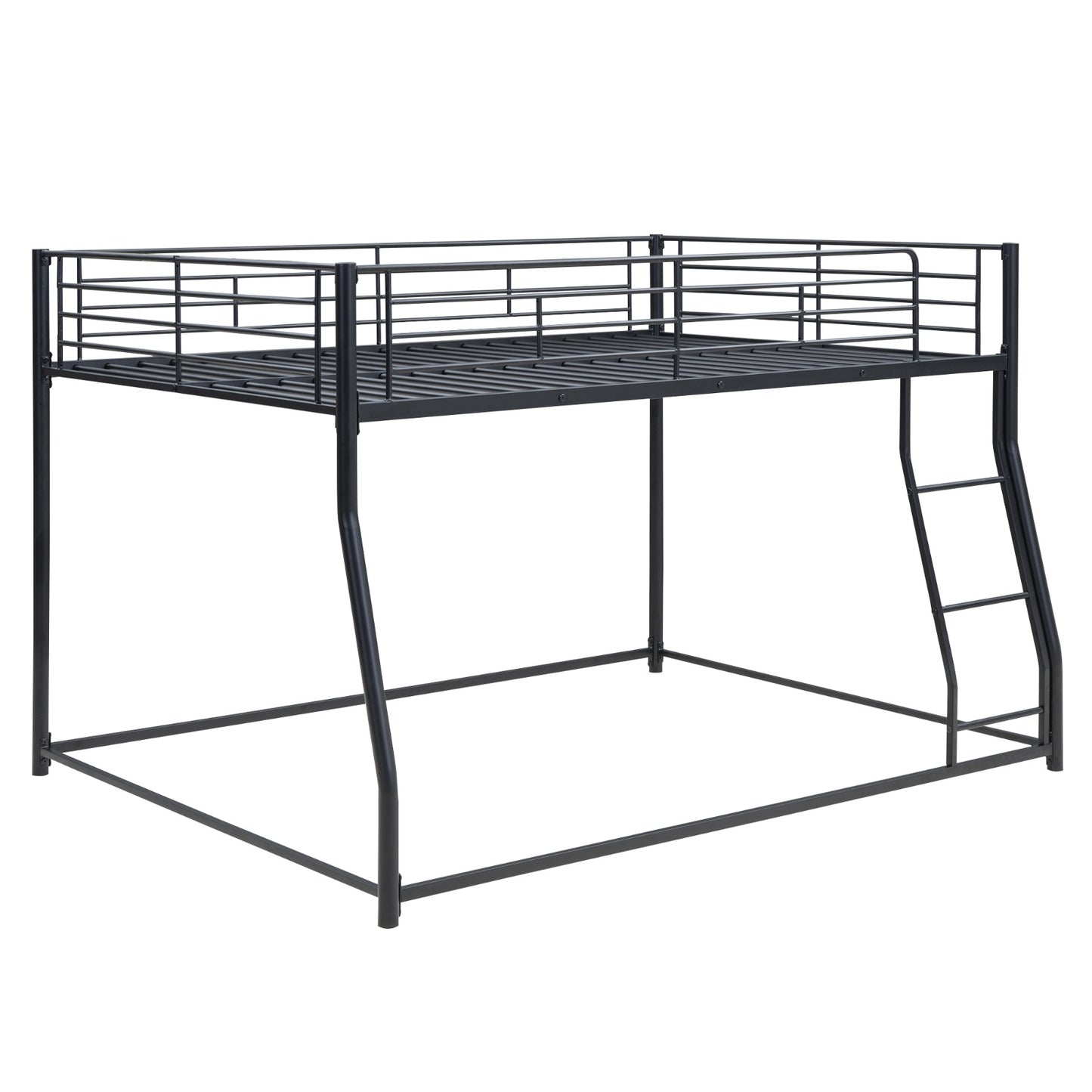 Metal Floor Bunk Bed, Full XL Over Queen, Black