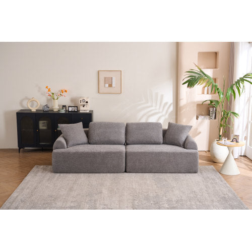 LY-024GY COMPRESSION SOFA 4-seater Combined Sofa, Crochet Yarn Fabric, Full Sponge Compression Sofa,combined Sofa With 4 Pillows For Home Living Home Furniture Apartment Office House