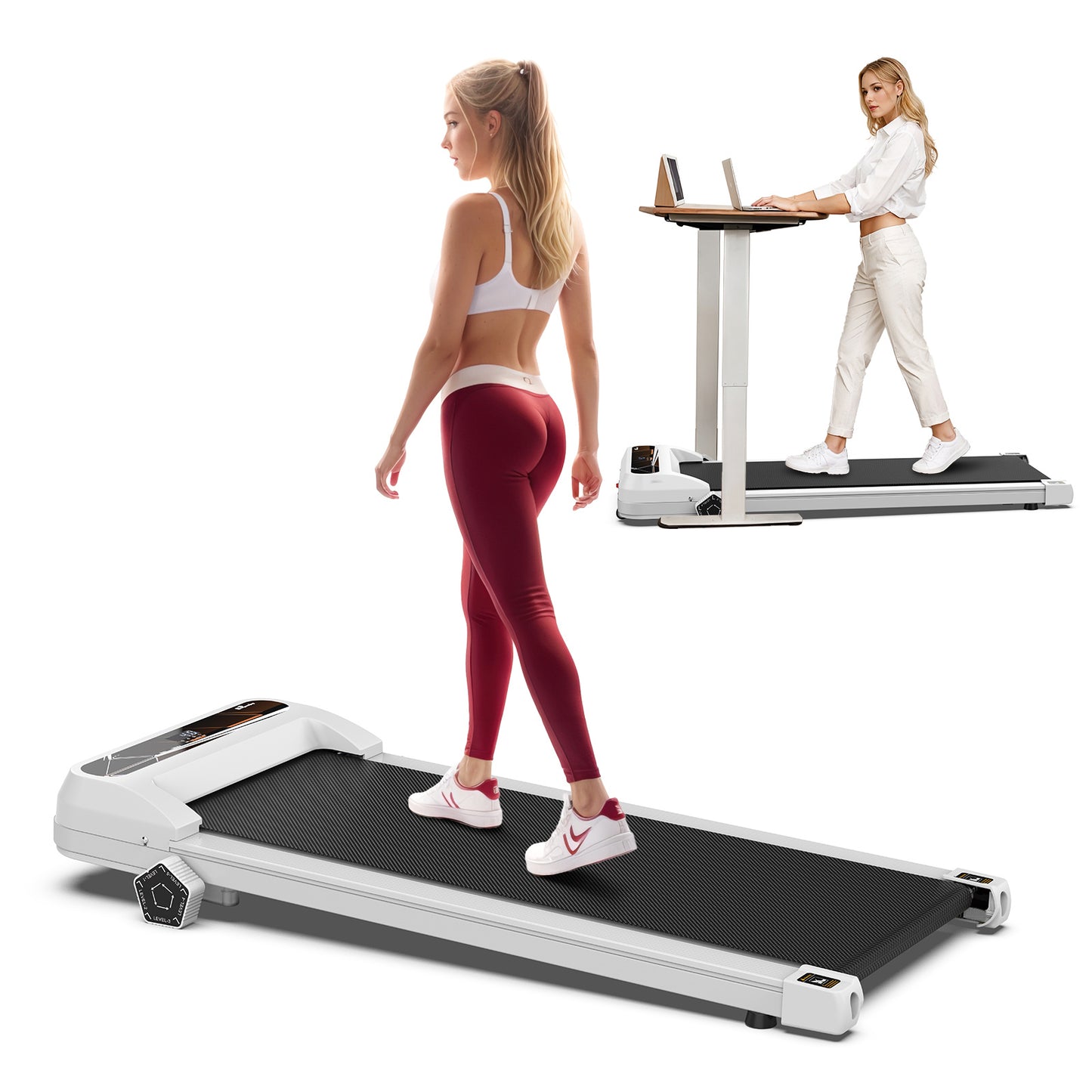 Walking Pad Under Desk Treadmill For Home Office -2.5HP Walking Treadmill 0.5-4MPH Capacity Treadmill For Walking Running Remote Control Batteries