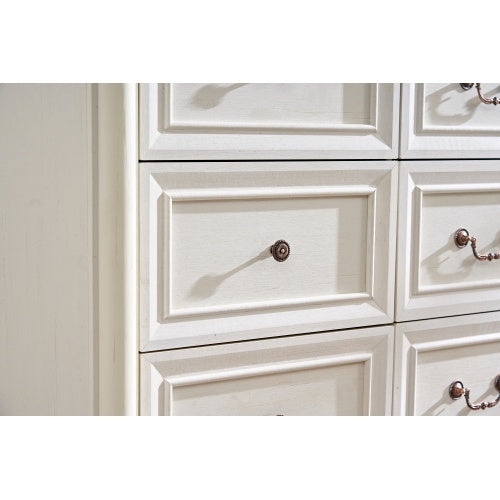 Farmhouse Style 6 Drawer Dresser Chest With Base Wooden Rustic Chest Of Drawers, Storage Dresser Organizer For Bedroom, Living Room, Beautiful Sturdy And Durable