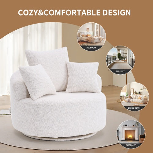 LY-031WH SWIVEL COMPRESSION CHAIR Single-seat Compression Chair, Crochet Yarn Material, Full Sponge Compression Swivel Chair,Compression Chair For Home Living Home Furniture Apartment Hotel Office