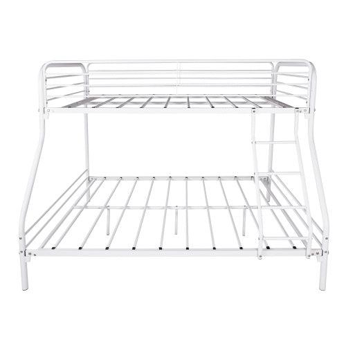 Twin-Over-Full Metal Bunk Bed, Heavy Duty Bunk Bed,Easy Assembly With Enhanced Upper-Level Guardrail, White