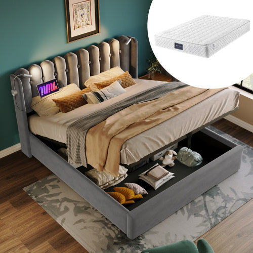 Linen Storage Space Bed Frame With Mattress Size 160cmx200cm