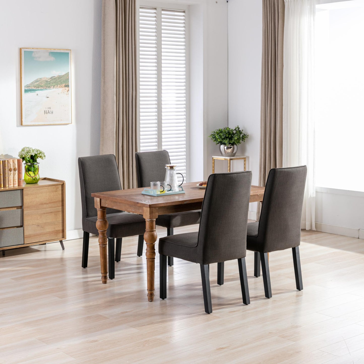 Removable Washable Cover, Foam Padded Upholstery, Solid Wood Legs Parsons Chair,Set of 2