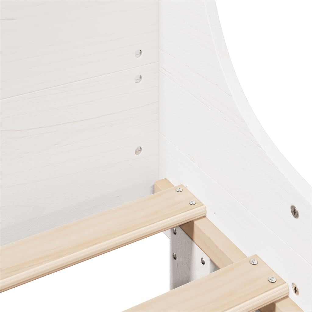 vidaXL Cadru de pat fără saltea, alb, 135x190 cm, lemn masiv de pin