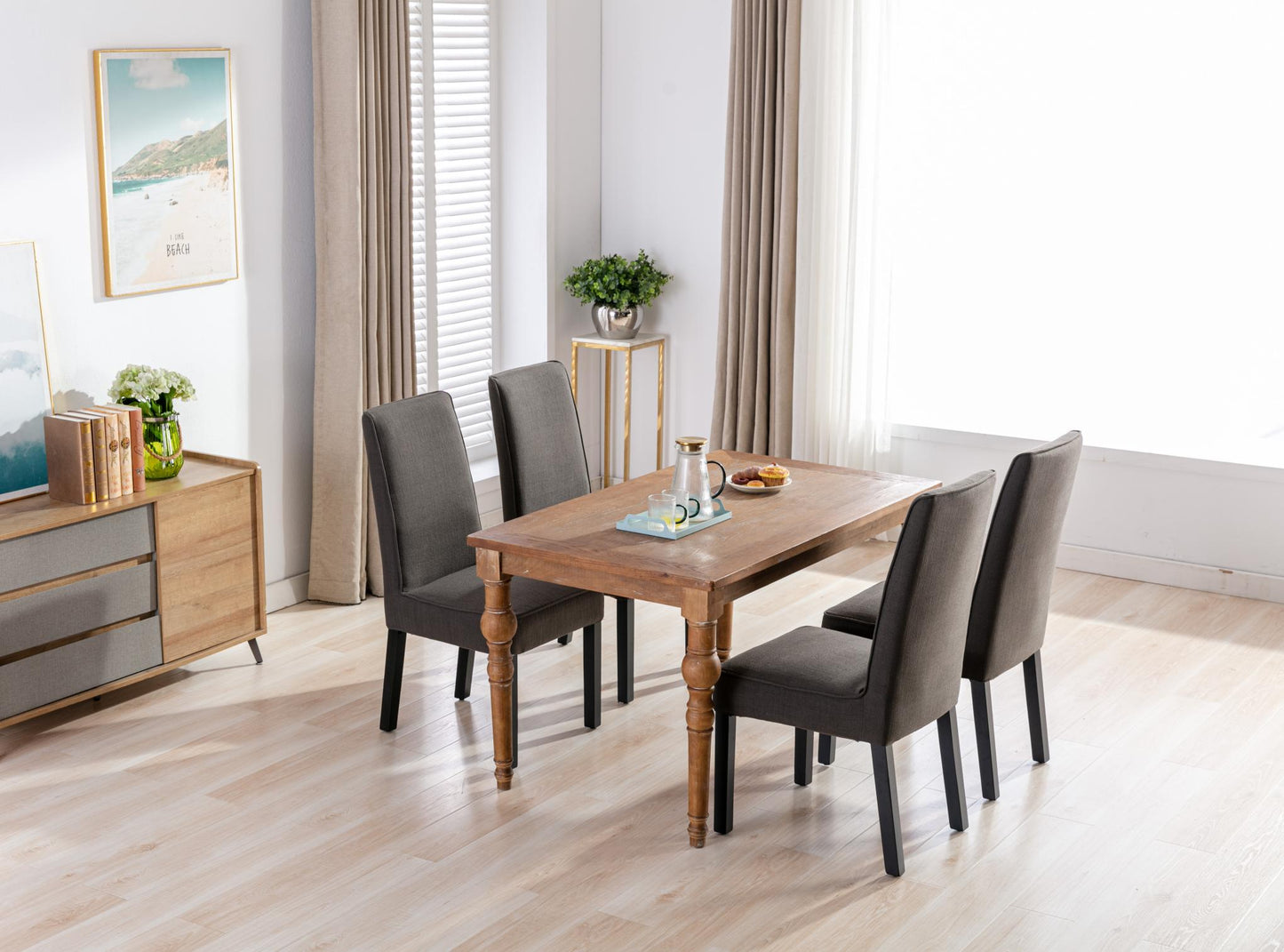 Removable Washable Cover, Foam Padded Upholstery, Solid Wood Legs Parsons Chair,Set of 2
