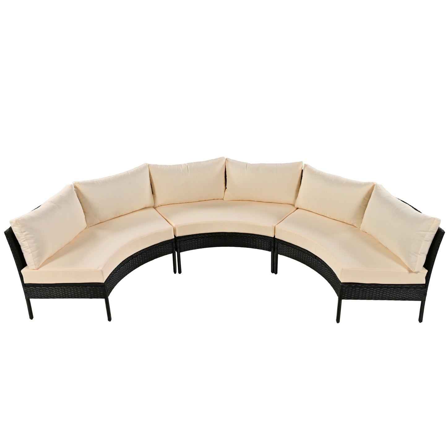 U STYLE Patio Furniture Set, 3 Piece Curved Outdoor Conversation Set, All Weather Sectional Sofa Wit