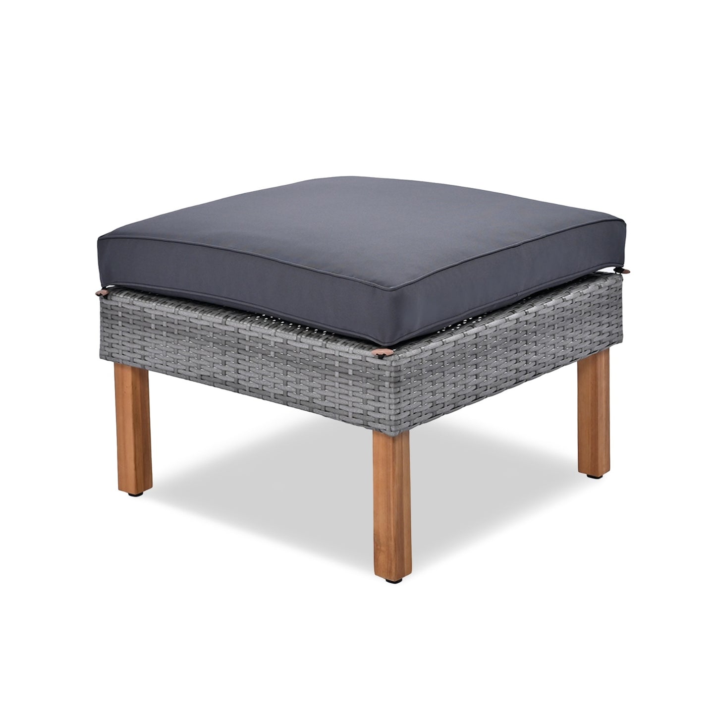 9-Piece Patio Rattan Set With Acacia Wood Legs & Tabletop, Outdoor Conversation