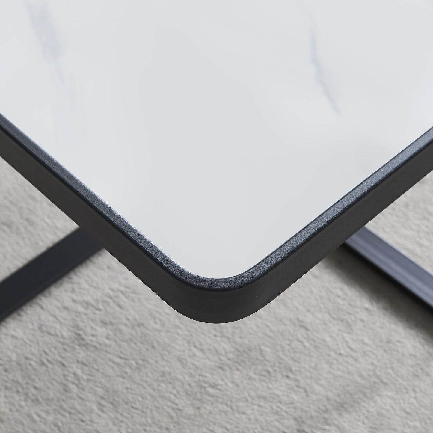 Minimalism Square coffee table,Black metal frame with sintered stone tabletop