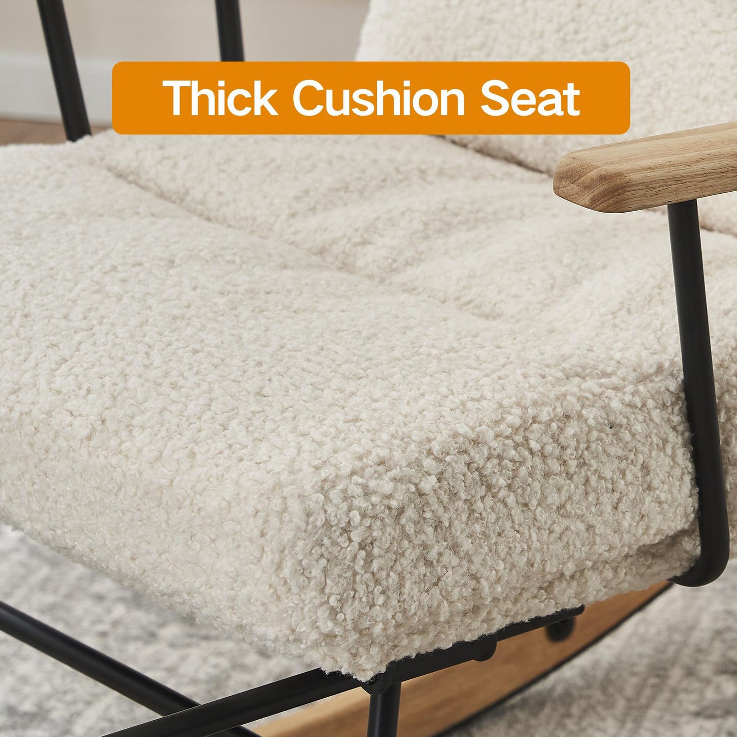 Modern Teddy Gliding Rocking Chair with High Back, Retractable Footrest, and Adjustable Back Angle for Nursery, Living Room, and Bedroom
