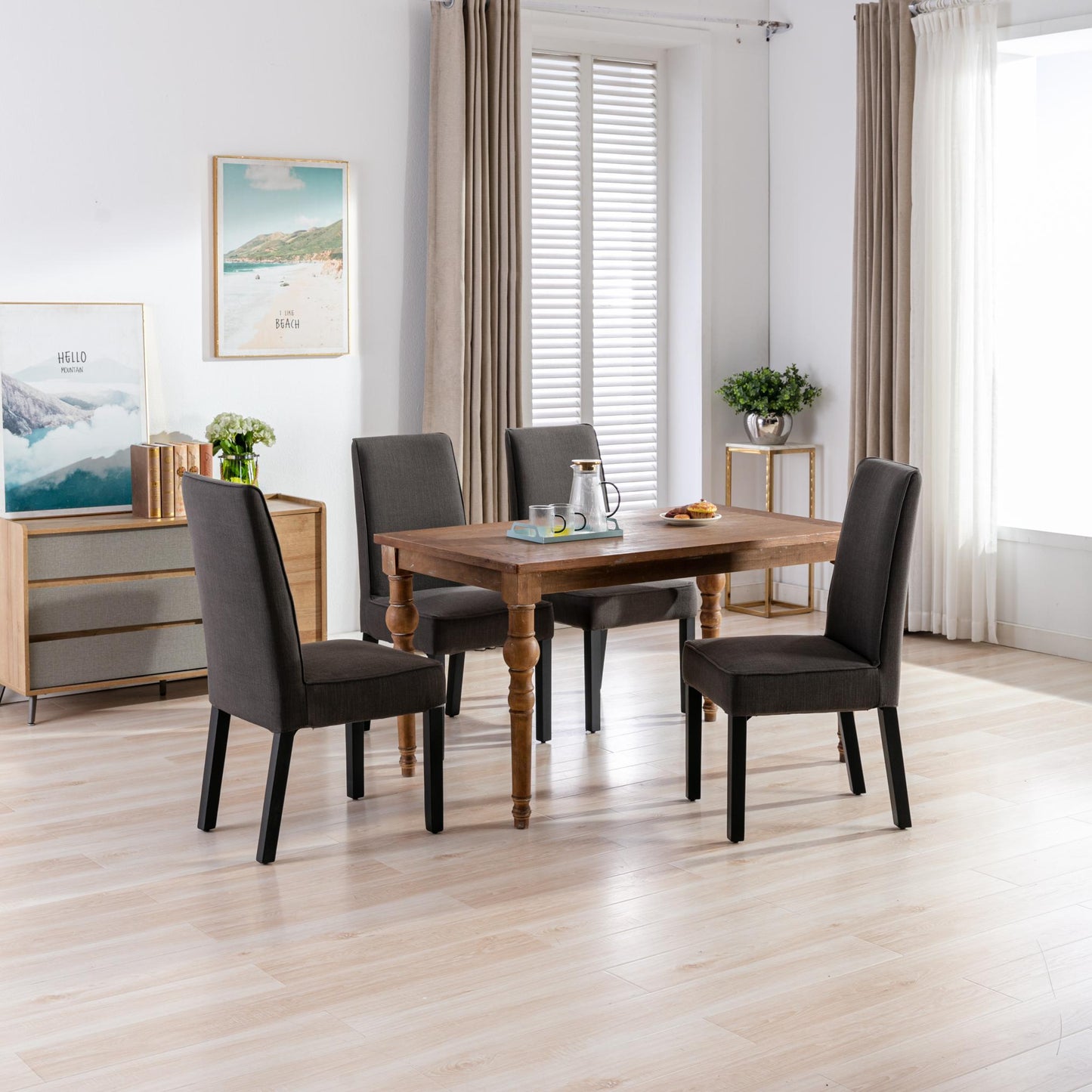 Removable Washable Cover, Foam Padded Upholstery, Solid Wood Legs Parsons Chair,Set of 2