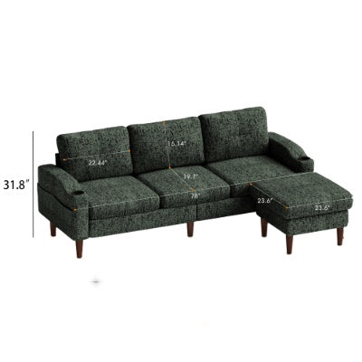 Convertible Combination Sofa Sofa L Shaped Sofa With Footstools With Storage,Orange Sofa For Living Room, Living Room Bedroom Office Small Space 3 Seater Combination Sofa