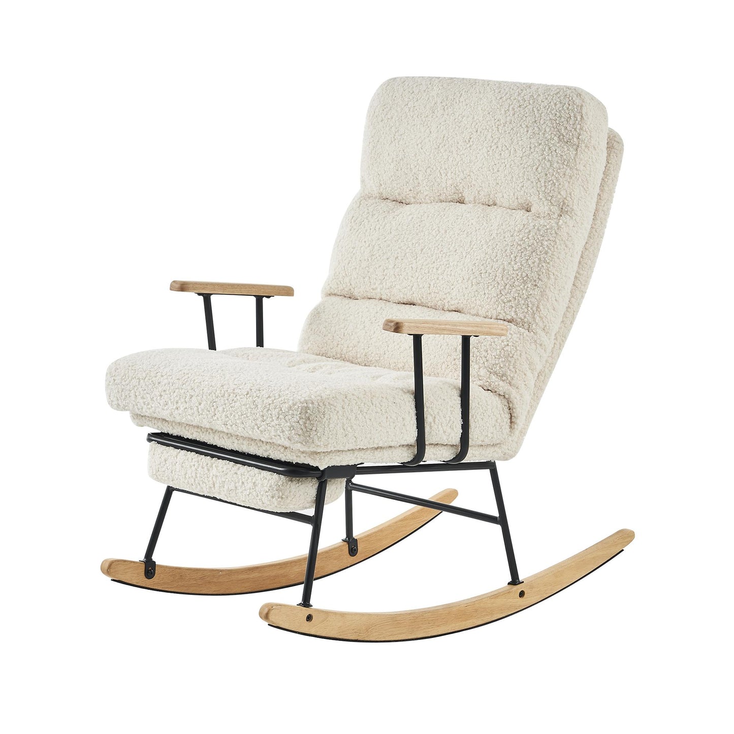 Modern Teddy Gliding Rocking Chair with High Back, Retractable Footrest, and Adjustable Back Angle for Nursery, Living Room, and Bedroom