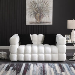 62.2length ,35.83 Deepth ,human Body Structure For USA People, Marshmallow Sofa,boucle Sofa ,White Color, 2 Seater
