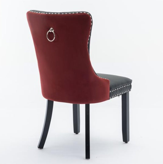 Furniture Collection, Modern High-End Tufted Solid Wood Contemporary PU & Velvet Upholstered Dining Chair-2 Piece Set