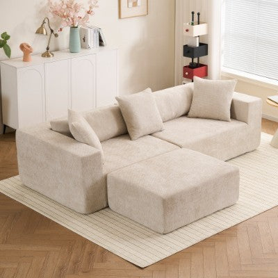 Modular Cross-section With L-shaped Lounge Chair, Cloud Sofa, Living Room, Bedroom Soft Cushion Sofa - No Installation Required - Chenille Fabric