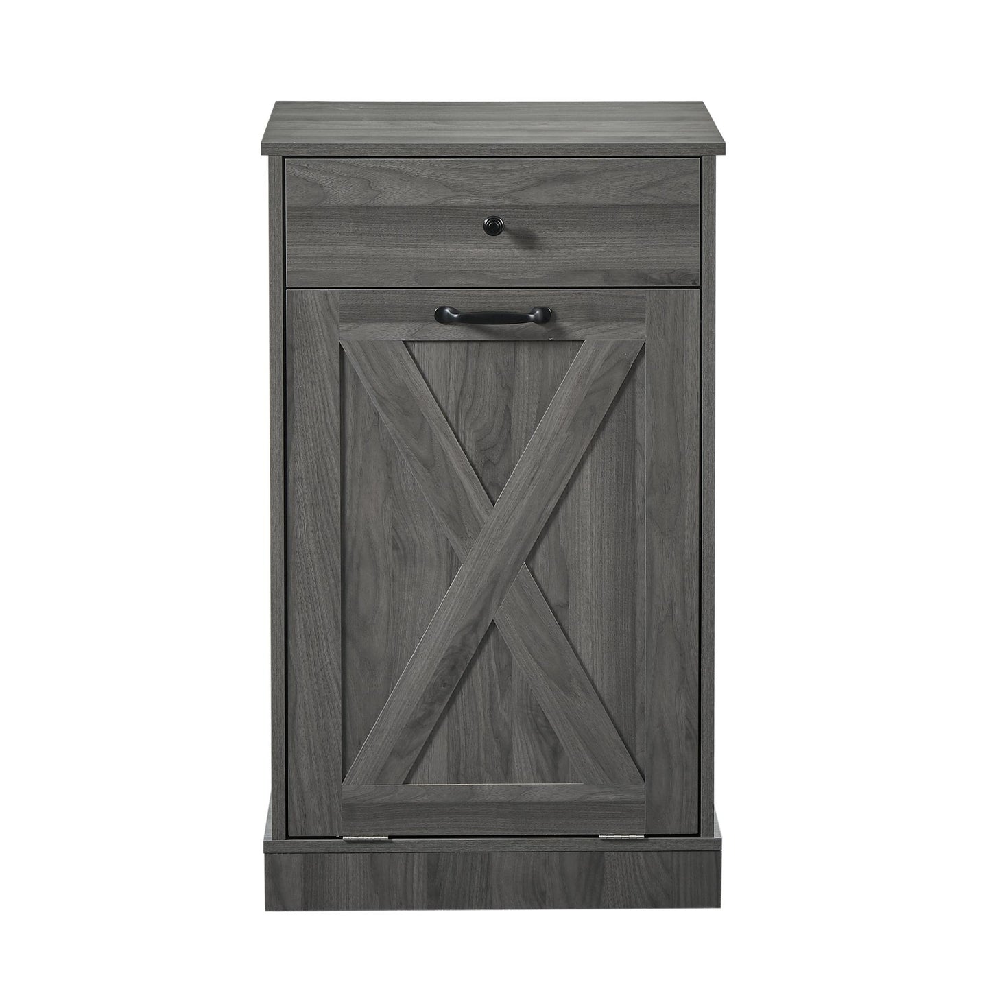 Tilt Out Trash Can Cabinet，Freestanding Wood Recycling Trash Cabinet with Drawer