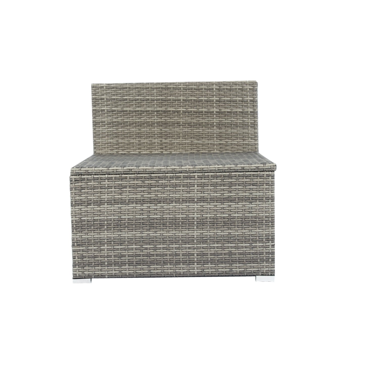 6 Pieces PE Rattan Sectional Outdoor Furniture Cushioned Sofa Set Grey Wicker, Dark Grey Cushion