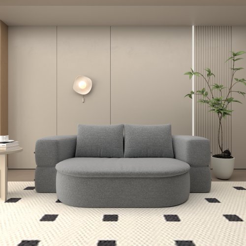 Folding Sofa Bed, Convertible Futon Sleeper Bed, 2-in-1 Foldable Floor Mattress With 2 Pillows, Breathable High-Density Foam Lazy Couch, Comfy Lounge Chair, Twin Size, Light Gray