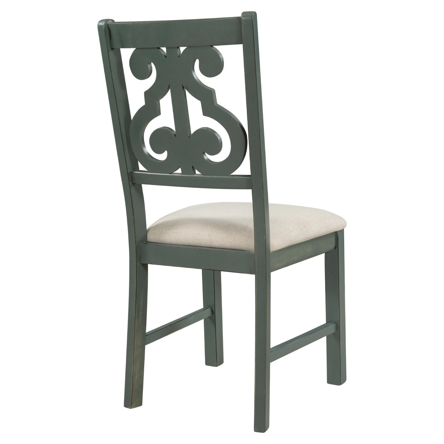 TREXM 5-Piece Round Dining Set With Fabric Chairs & Special-shaped Legs