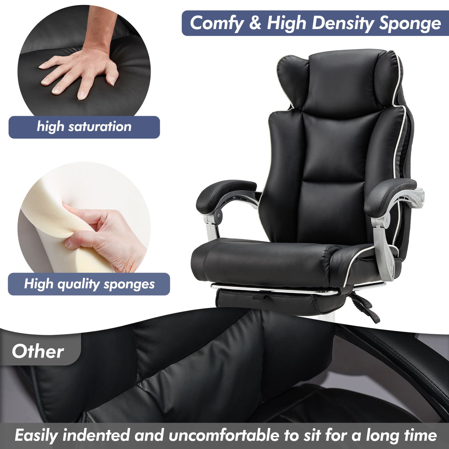 Office Desk Chair With Foot Rest Tall And Big 300LB