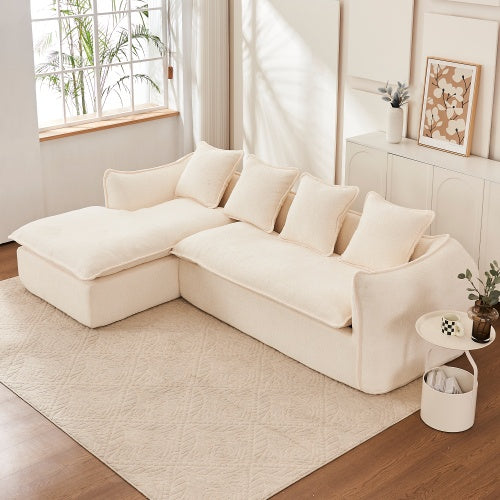 VIDEO Provided Sofa Deep Seat Sofa 3 Seater For Living Room Oversized Comfy Sofa L-Shape Sofa Couch With Chaise Home Furniture Sleeper Sectional Sofa For Apartment, Office Left Hand Facing